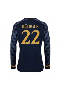 Real Madrid Antonio Rudiger #22 Jalkapallovaatteet Vieraspaita 2023-24 Pitkähihainen
